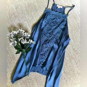 Skylar + Jade Silk Asymmetrical Lace Tank Top - Small